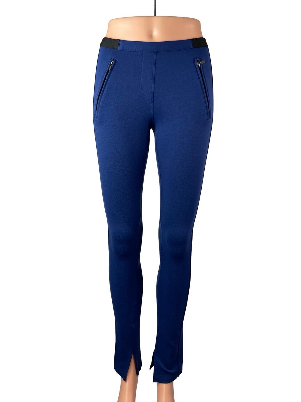 BCBGMaxazria Sissy Women's Blue Zip Pocket Slit Skinny Leggings Pants Size S